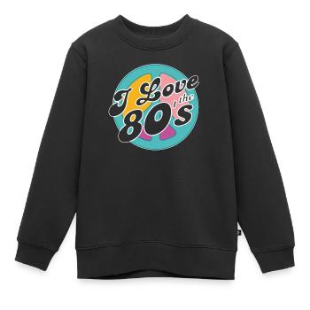 Retro 80s Ära Vintage Achtziger 80er - Kinder Premium Organic Sweatshirt - Schwarz - Vorne - AI Model Kid Female (0cm)