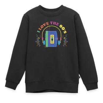 Retro 80s Ära Vintage Achtziger 80er - Kinder Premium Organic Sweatshirt - Schwarz - Vorne - AI Model Kid Female (0cm)