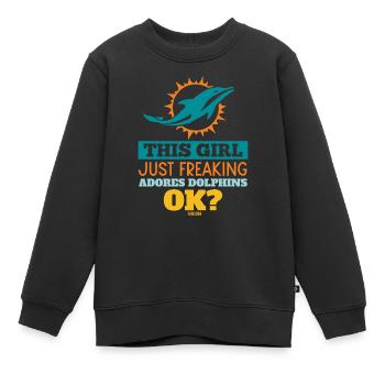 Fille aime les dauphins - Sweat Premium enfant bio - noir - Devant - AI Model Kid Female (0cm)
