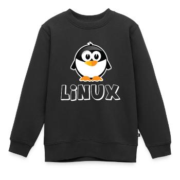 Linux Geek Penguin Lifestyle IT Geek - Kids Premium Organic Sweatshirt - black - Front - AI Model Kid Female (0cm)