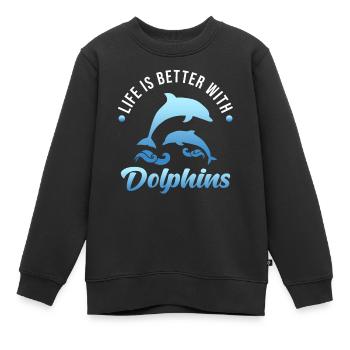 Delfin - Kinder Premium Organic Sweatshirt - Schwarz - Vorne - AI Model Kid Female (0cm)