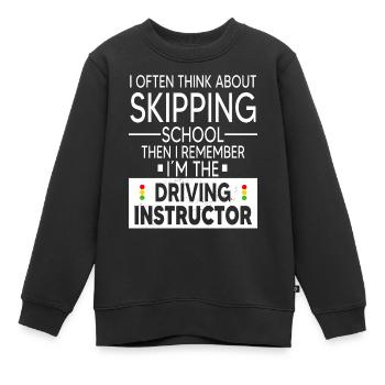 Auto-école Auto-conduite Permis de conduire Moniteur de conduite - Sweat Premium enfant bio - noir - Devant - AI Model Kid Female (0cm)