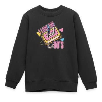 Retro 90s Ära Vintage Neunziger 90er - Kinder Premium Organic Sweatshirt - Schwarz - Vorne - AI Model Kid Female (0cm)