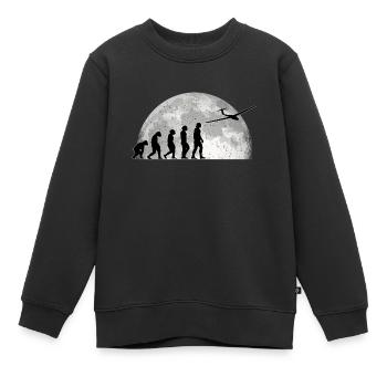 Segelflugzeug Evolution Mond Segelflieger - Kinder Premium Organic Sweatshirt - Schwarz - Vorne - AI Model Kid Female (0cm)
