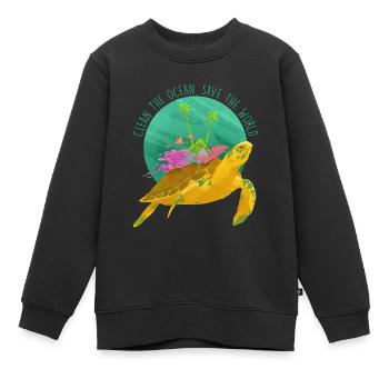 Animal mer Ocean Fish - Sweat Premium enfant bio - noir - Devant - AI Model Kid Female (0cm)