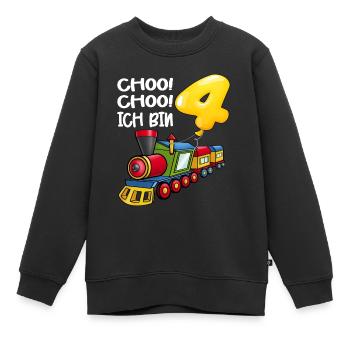 Choo Choo Je suis 4 ans train jeune anniversaire - Sweat Premium enfant bio - noir - Devant - AI Model Kid Female (0cm)