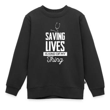 Notarzt Stethoskop Leben retten Arzt - Kinder Premium Organic Sweatshirt - Schwarz - Vorne - AI Model Kid Female (0cm)