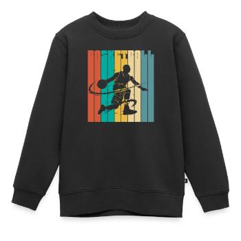 Rétro basketball streetball - Sweat Premium enfant bio - noir - Devant - AI Model Kid Female (0cm)