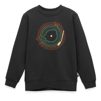 Retro Vinyl Record Record Collector - Kids Premium Organic Sweatshirt - black - Front - AI Model Kid Female (0cm)