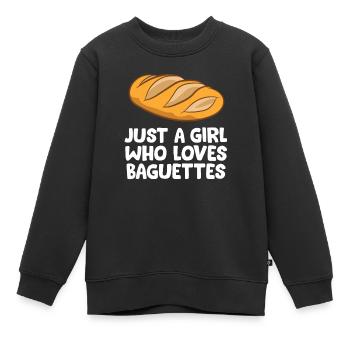 Nur ein Mädchen, das Baguettes liebt - Kinder Premium Organic Sweatshirt - Schwarz - Vorne - AI Model Kid Female (0cm)
