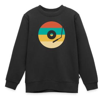 Retro Vinyl Record Record Collector - Kids Premium Organic Sweatshirt - black - Front - AI Model Kid Female (0cm)