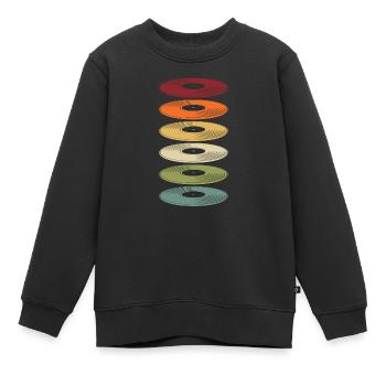 Retro Vinyl Record Record Collector - Kids Premium Organic Sweatshirt - black - Front - AI Model Kid Female (0cm)