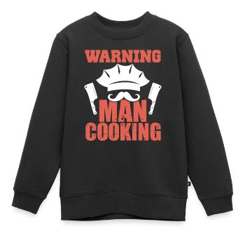 avertissement homme cuisiner - Sweat Premium enfant bio - noir - Devant - AI Model Kid Female (0cm)