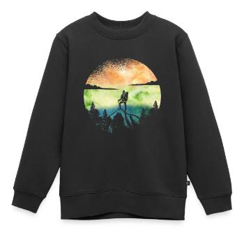 Wanderlust Hiker – Aventure aquarelle - Sweat Premium enfant bio - noir - Devant - AI Model Kid Female (0cm)