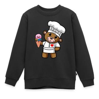 Teddy Glace Pâtisserie Chef Candy Glacier Shop Kid - Sweat Premium enfant bio - noir - Devant - AI Model Kid Female (0cm)