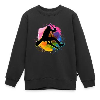 Aquarelle Cascadeur Cascadeur De Couleur Roller - Sweat Premium enfant bio - noir - Devant - AI Model Kid Female (0cm)