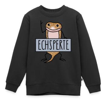 Lustige Echse als Experte - Kinder Premium Organic Sweatshirt - Schwarz - Vorne - AI Model Kid Female (0cm)