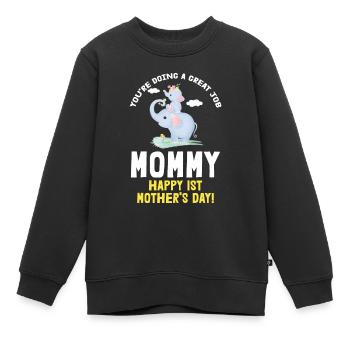 Muttertag Mutter Mummy Erster Elefant Geschenk - Kinder Premium Organic Sweatshirt - Schwarz - Vorne - AI Model Kid Female (0cm)