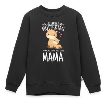 Muttertag Mutter Mummy Erster Giraffe Geschenk - Kinder Premium Organic Sweatshirt - Schwarz - Vorne - AI Model Kid Female (0cm)