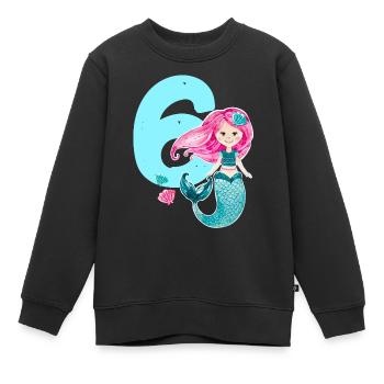6ème anniversaire sirène 6 ans coquillage océan - Sweat Premium enfant bio - noir - Devant - AI Model Kid Female (0cm)