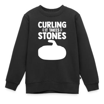 Curling it Takes Stones Curler Curling Stone - Kinder Premium Organic Sweatshirt - Schwarz - Vorne - AI Model Kid Female (0cm)