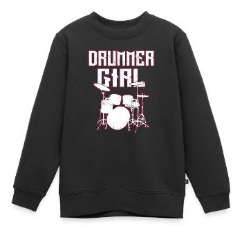 drummer girl tenue de batterie pour percussion - Sweat Premium enfant bio - noir - Devant - AI Model Kid Female (0cm)