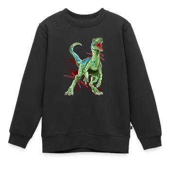 Velociraptor Raptor Saurier Urzeit Dinosaurier Din - Kinder Premium Organic Sweatshirt - Schwarz - Vorne - AI Model Kid Female (0cm)