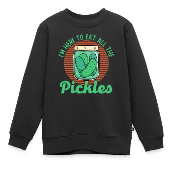 Ich bin hier, um alle Gurken zu essen Gurke - Kinder Premium Organic Sweatshirt - Schwarz - Vorne - AI Model Kid Female (0cm)