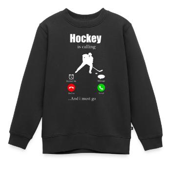Icehockey Puck Geschenk Eishockey Hockey Floorball - Kinder Premium Organic Sweatshirt - Schwarz - Vorne - AI Model Kid Female (0cm)