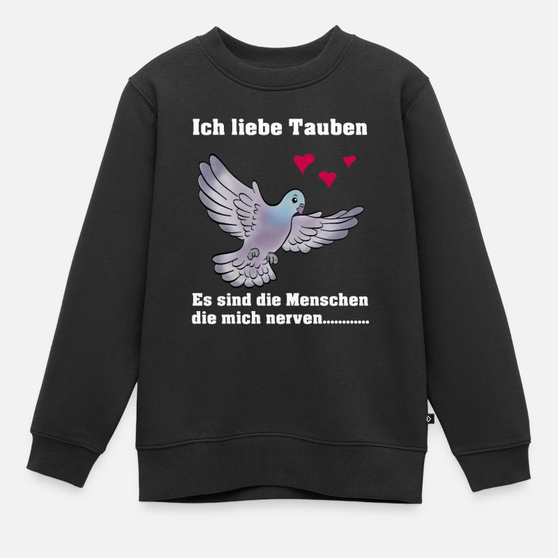Ich liebe Tauben - Kinder Premium Organic Sweatshirt - Schwarz