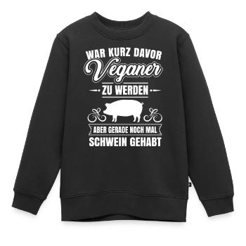 Anti Vegan noch mal Schwein gehabt Fleischfresser - Kinder Premium Organic Sweatshirt - Schwarz - Vorne - AI Model Kid Female (0cm)