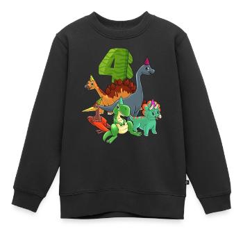 Dinos 4 ans garçon 4 ans Trex - Sweat Premium enfant bio - noir - Devant - AI Model Kid Female (0cm)