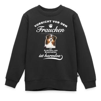 Aussie - Aussie Hund - Australian Shepherd - Kinder Premium Organic Sweatshirt - Schwarz - Vorne - AI Model Kid Female (0cm)