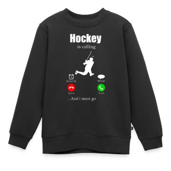 Icehockey Puck Geschenk Eishockey Hockey Floorball - Kinder Premium Organic Sweatshirt - Schwarz - Vorne - AI Model Kid Female (0cm)