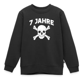 7 Jahre 7.Geburtstag Pirat Piratenkopf Geschenk - Kinder Premium Organic Sweatshirt - Schwarz - Vorne - AI Model Kid Female (0cm)