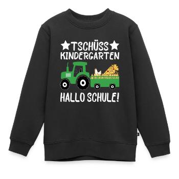 Einschulung Tschüss Kindergarten Hallo Schule - Kinder Premium Organic Sweatshirt - Schwarz - Vorne - AI Model Kid Female (0cm)