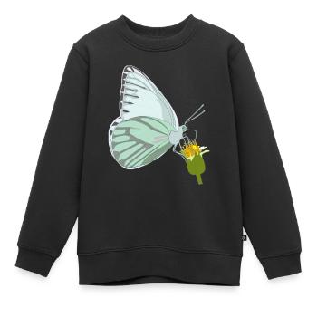 Papillon avec fleur - Sweat Premium enfant bio - noir - Devant - AI Model Kid Female (0cm)