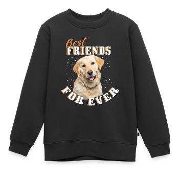 Golden Golden Retriever Hund - Kinder Premium Organic Sweatshirt - Schwarz - Vorne - AI Model Kid Female (0cm)