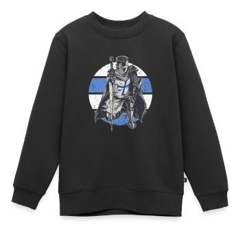 Chevalier Bleu Blanc Templerorden Moyen Âge armure - Sweat Premium enfant bio - noir - Devant - AI Model Kid Female (0cm)