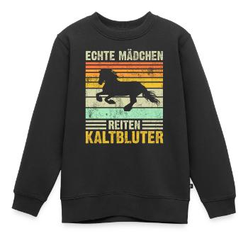 Kaltblüter Kaltblut Pferd Reiter Geschenk - Kinder Premium Organic Sweatshirt - Schwarz - Vorne - AI Model Kid Female (0cm)