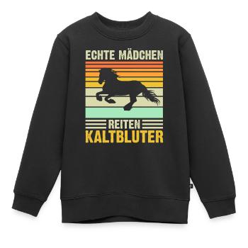 Echte Mädchen reiten Kaltblüter - Kinder Premium Organic Sweatshirt - Schwarz - Vorne - AI Model Kid Female (0cm)