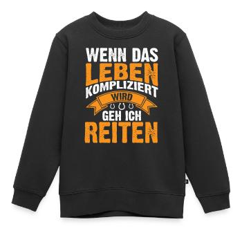 Pferd Kaltblut Reiten Reiter Sprüche Geschenkidee - Kinder Premium Organic Sweatshirt - Schwarz - Vorne - AI Model Kid Female (0cm)