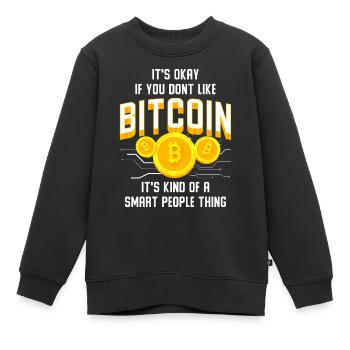 Bitcoin - Sweat Premium enfant bio - noir - Devant - AI Model Kid Female (0cm)
