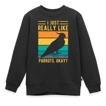 Papagei - Kinder Premium Organic Sweatshirt - Schwarz - Vorne - AI Model Kid Female (0cm)
