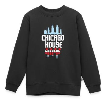 Chicago House Music Vintage DJ - Kinder Premium Organic Sweatshirt - Schwarz - Vorne - AI Model Kid Female (0cm)