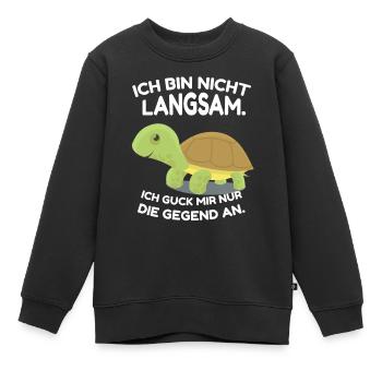 ICH BIN NICHT LANGSAM. ICH GUCK MIR NUR DIE GEGEND - Kinder Premium Organic Sweatshirt - Schwarz - Vorne - AI Model Kid Female (0cm)