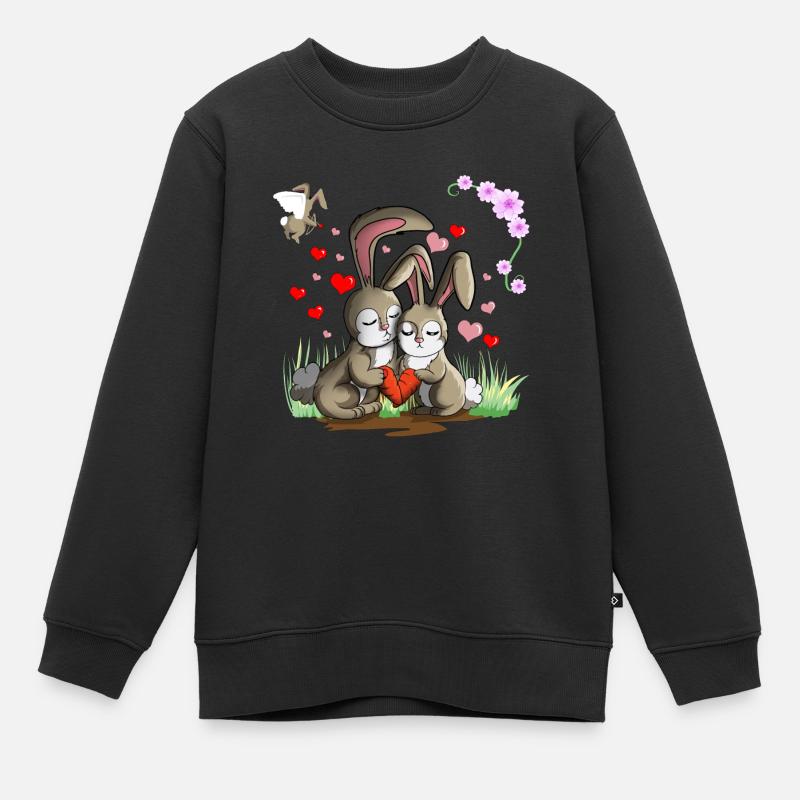 Lapins aime les lapins - Sweat Premium enfant bio - noir
