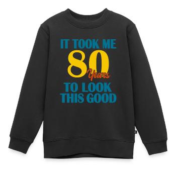 80e anniversaire - Sweat Premium enfant bio - noir - Devant - AI Model Kid Female (0cm)