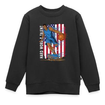 Hard Work and Talent Basketball dribbling - Kinder Premium Organic Sweatshirt - Schwarz - Vorne - AI Model Kid Female (0cm)