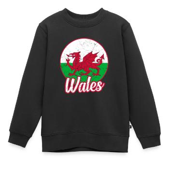 Drapeau du Pays de Galles - Sweat Premium enfant bio - noir - Devant - AI Model Kid Female (0cm)